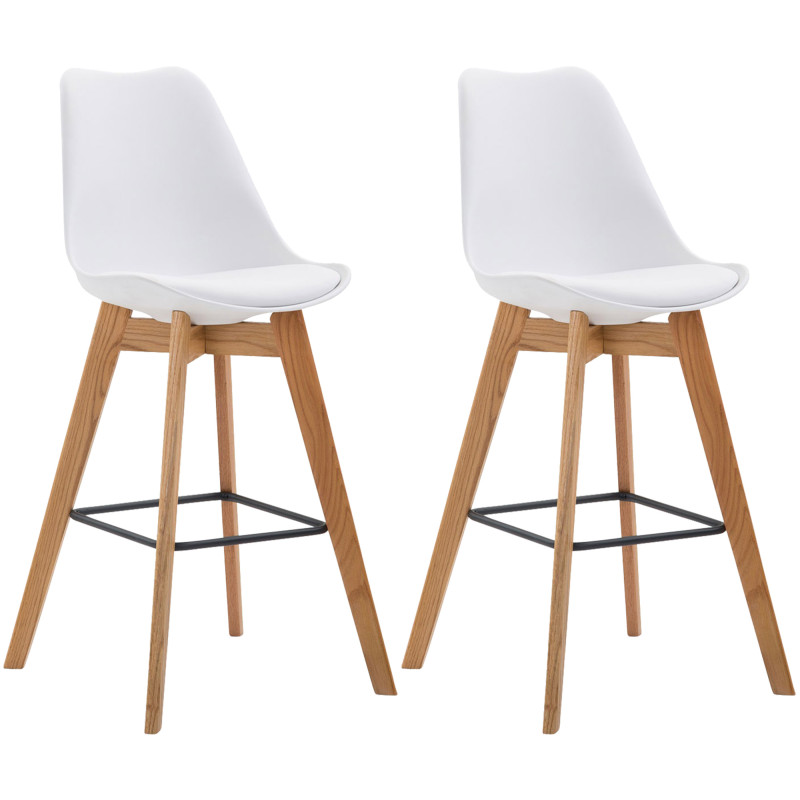 Lot de 2 tabourets de bar Metz en plastique Natura blanc
