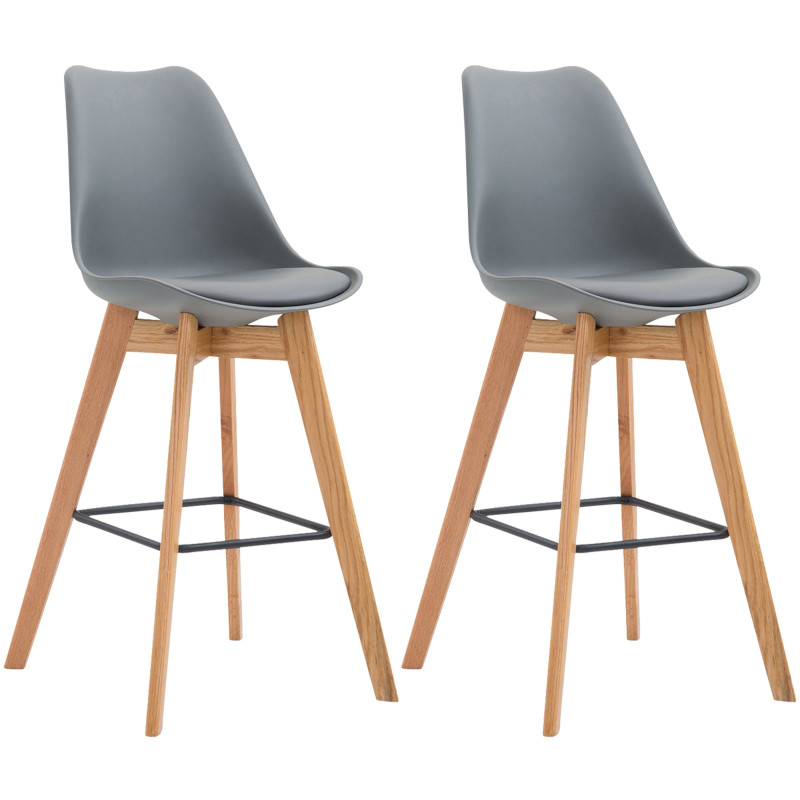 Lot de 2 tabourets de bar Metz en plastique gris natura
