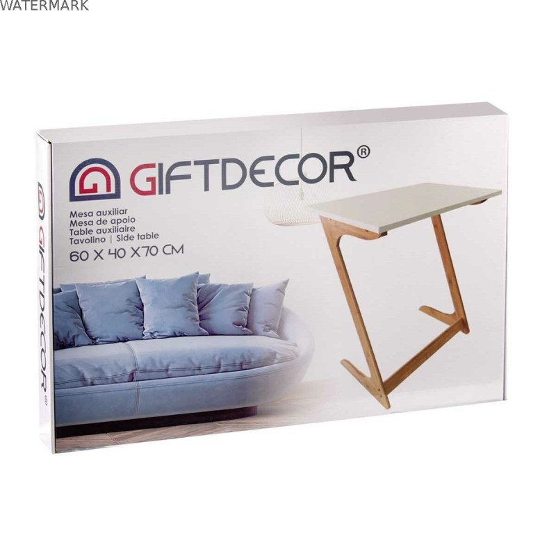Table d'appoint Kinvara WD2021329426 Blanc Marron Naturel 40 x 68,5 x 60 cm