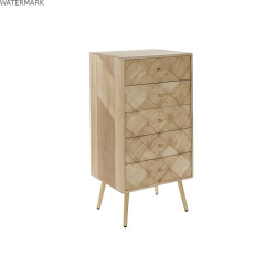 Caisson à Tiroirs DKD Home Decor   Marron Clair Métal Pin Bois de paulownia Naturel Moderne 45 x 35 x 93 cm