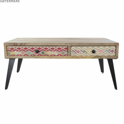 Table d'appoint DKD Home Decor 110 x 70 x 46 cm Noir Métal Marron Multicouleur Bois de manguier