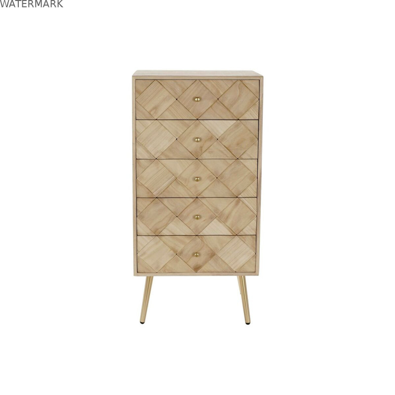 Caisson à Tiroirs DKD Home Decor   Marron Clair Métal Pin Bois de paulownia Naturel Moderne 45 x 35 x 93 cm