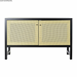 Buffet DKD Home Decor Noir Sapin Naturel Rotin (120 x 38 x 76 cm)