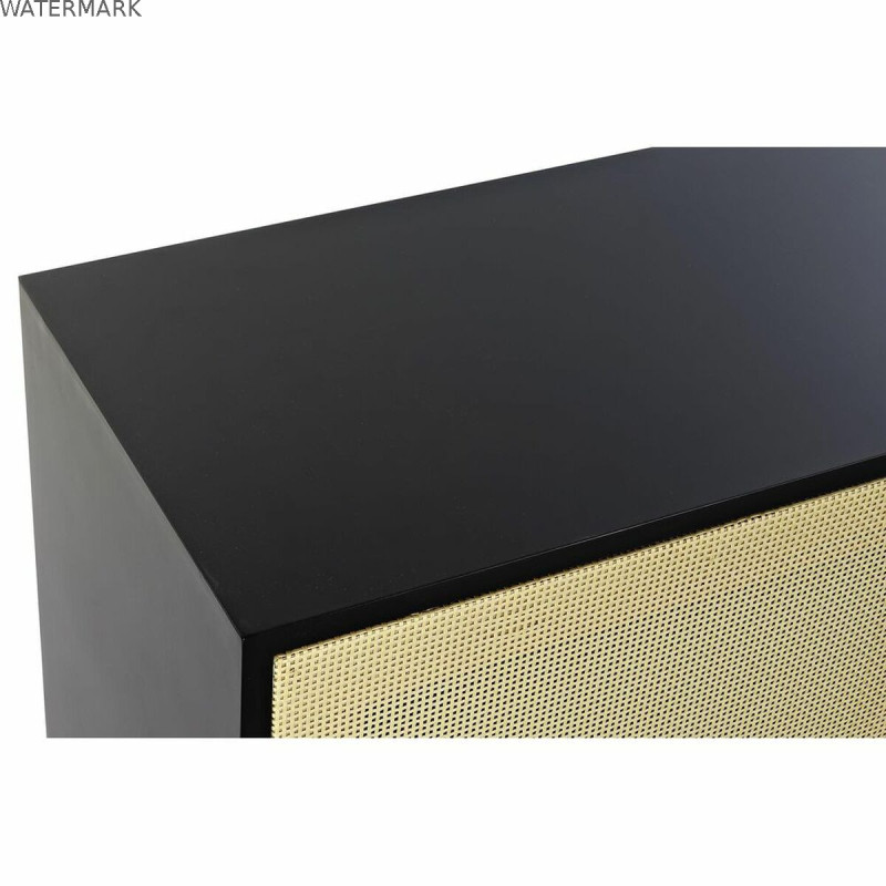 Meubles de télévision DKD Home Decor Noir Sapin Rotin (160 x 65 x 38 cm)
