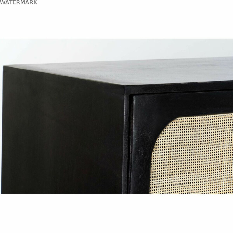 Buffet DKD Home Decor Noir Doré Naturel Rotin Bois de manguier 150 x 40 x 78 cm