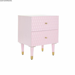 Table de Nuit DKD Home Decor 52 x 42 x 65 cm Métal Rose clair Bois de manguier