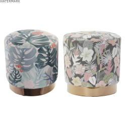 Repose-pied DKD Home Decor Multicouleur Bois Métal Tropical 35 x 35 x 35 cm (2 Unités)