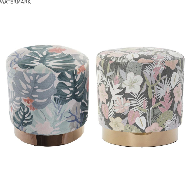 Repose-pied DKD Home Decor Multicouleur Bois Métal Tropical 35 x 35 x 35 cm (2 Unités)