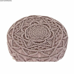 Repose-pied DKD Home Decor Naturel Rose clair Bois Boho Macramé 53 x 53 x 31 cm