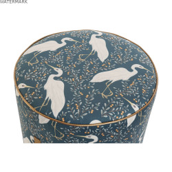 Repose-pied DKD Home Decor Bleu Blanc Vert Bois Velours Oiseau Oriental 35 x 35 x 35 cm (2 Unités)