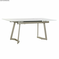 Table de Salle à Manger DKD Home Decor Verre Doré Métal Blanc (140 x 80 x 76 cm)