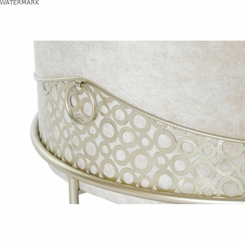 Repose-pied DKD Home Decor Beige Doré Métal Polyester (63 x 63 x 42 cm)