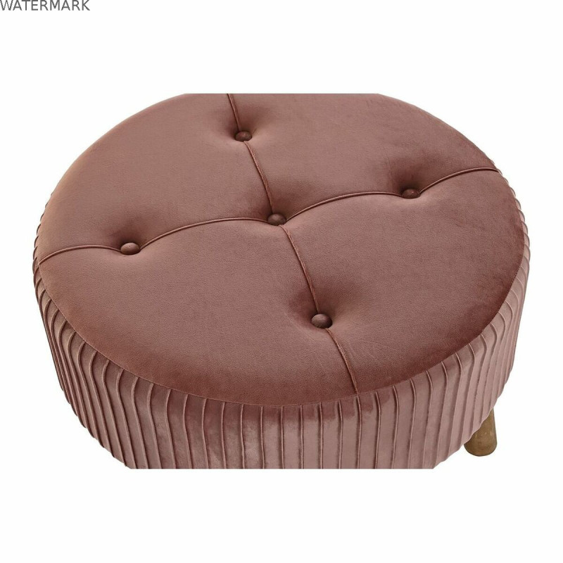 Repose-pied DKD Home Decor Naturel Bois Velours Rose clair (61 x 61 x 38 cm)