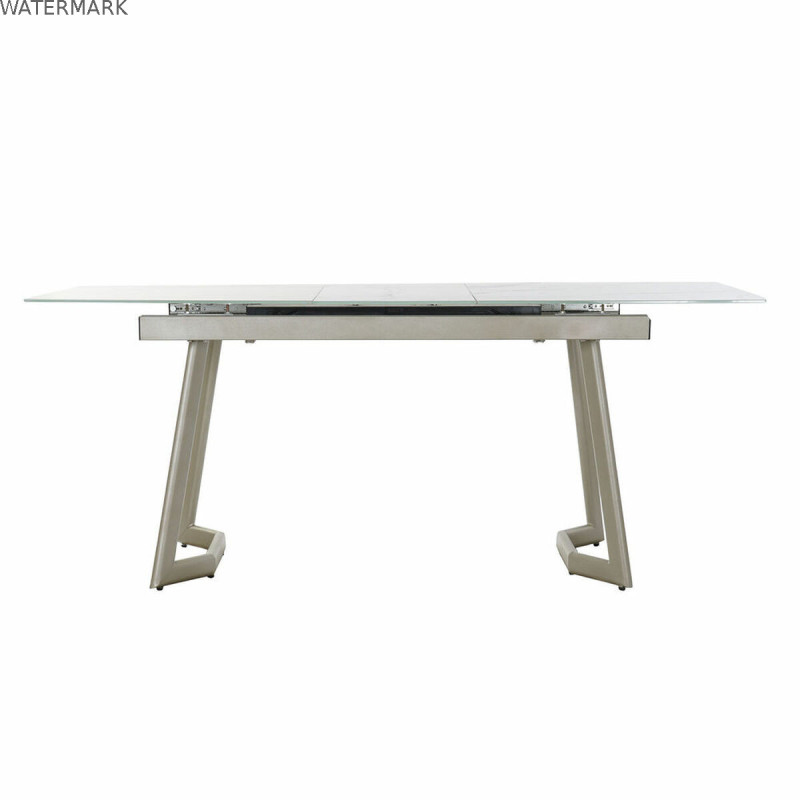 Table de Salle à Manger DKD Home Decor Verre Doré Métal Blanc (140 x 80 x 76 cm)