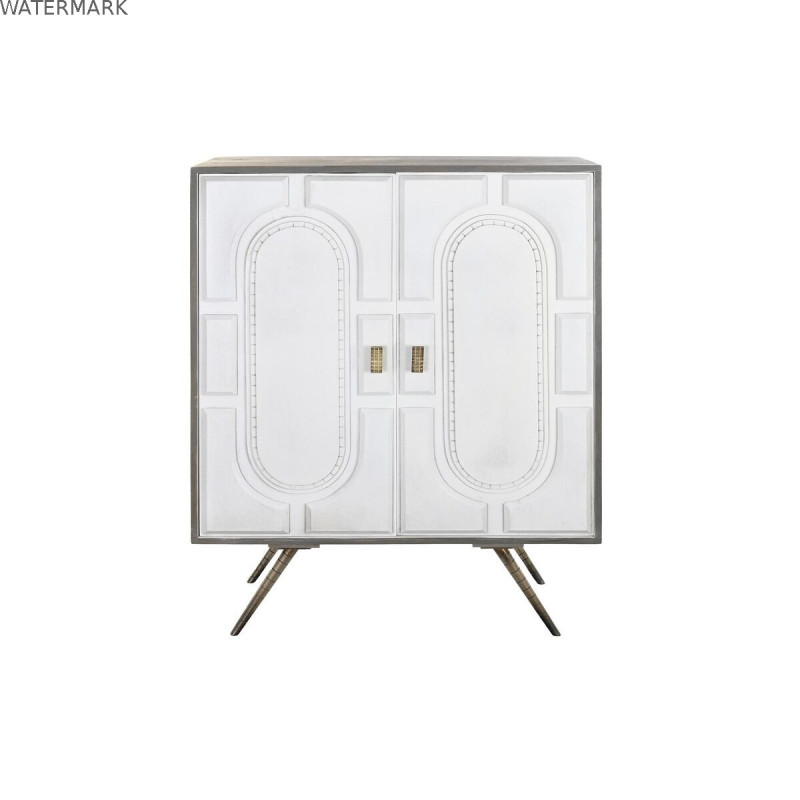 Buffet DKD Home Decor Gris Doré Blanc Laiton Bois de manguier (93 x 41 x 114 cm)