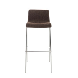Tabouret de bar Hoover, tissu, piètement à 4 pieds, chromé brun
