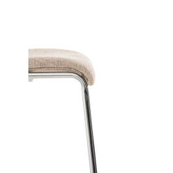 Tabouret de bar Hoover tissu 4 pieds structure chrome crème