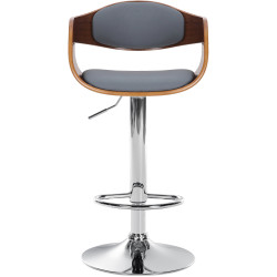 Tabouret de bar Kingston C en cuir artificiel noyer/gris