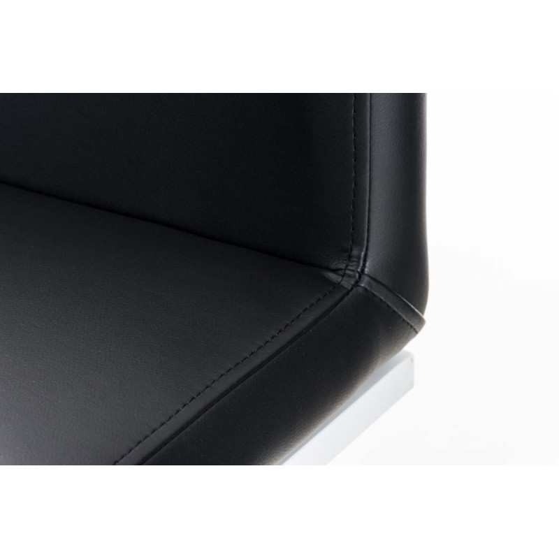 Tabouret de bar Panama W en cuir artificiel noir