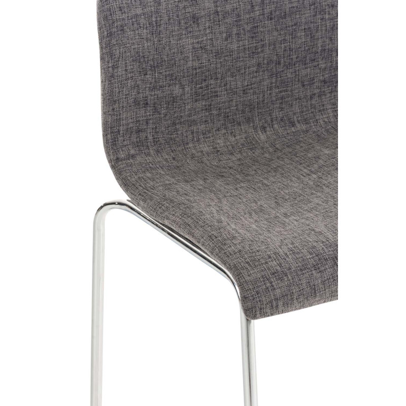 Tabouret de bar Hoover tissu 4 pieds structure chrome gris clair