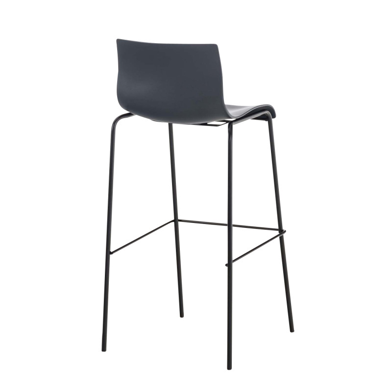 Tabouret de bar Hoover 4 pieds structure noir gris