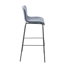 Tabouret de bar Hoover, tissu, piètement à 4 pieds, noir bleu