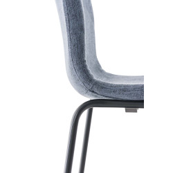 Tabouret de bar Hoover, tissu, piètement à 4 pieds, noir bleu