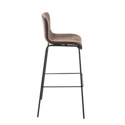 Tabouret de bar Hoover tissu 4 pieds structure noir marron