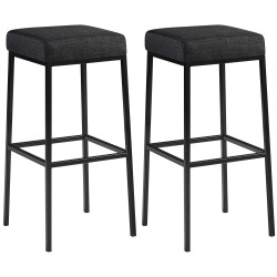 Lot de 2 tabourets de bar Montréal 85 tissu noir