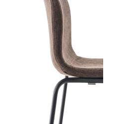 Tabouret de bar Hoover, tissu, piètement à 4 pieds, noir brun