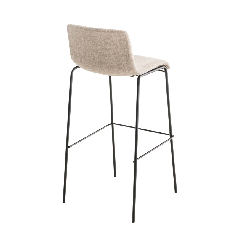 Tabouret de bar Hoover tissu 4 pieds structure noir crème