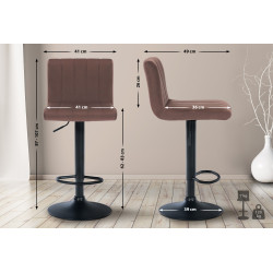 Tabouret de bar Jamie en velours marron
