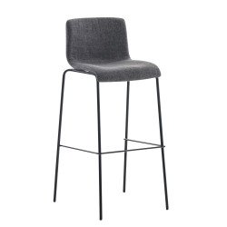Tabouret de bar Hoover tissu 4 pieds noir gris clair