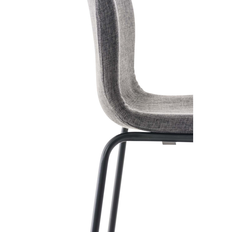 Tabouret de bar Hoover tissu 4 pieds noir gris clair