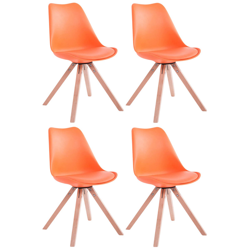 Lot de 4 chaises Toulouse simili cuir Natura Square orange