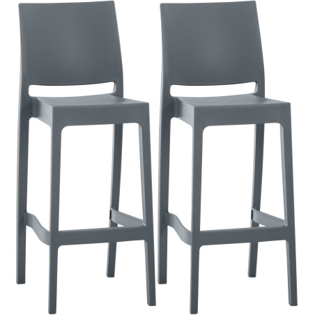 Set 2 sgabelli MAYA in Polipropilene grigio scuro