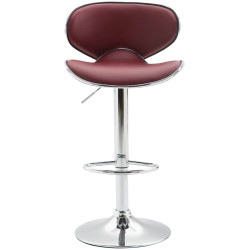 Tabouret de bar Las Vegas V2 chrome bordeaux rouge