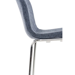 Ensemble de 2 tabourets de bar Hoover, tissu, piètement à 4 pieds, chromés bleu