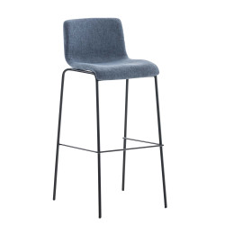 Lot de 2 tabourets de bar Hoover, en tissu, piètement à 4 pieds, noirs bleu