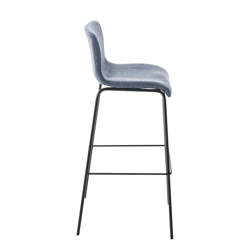 Lot de 2 tabourets de bar Hoover, en tissu, piètement à 4 pieds, noirs bleu