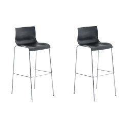 Set 2x Taburete Hover con Asiento de Plбstico & Base de Metal Negro,Cromado