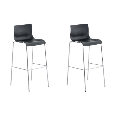 Lot de 2 tabourets de bar Hoover, en plastique, structure à 4 pieds, chromés noir