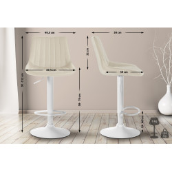 Tabouret de bar Toni en cuir artificiel crème