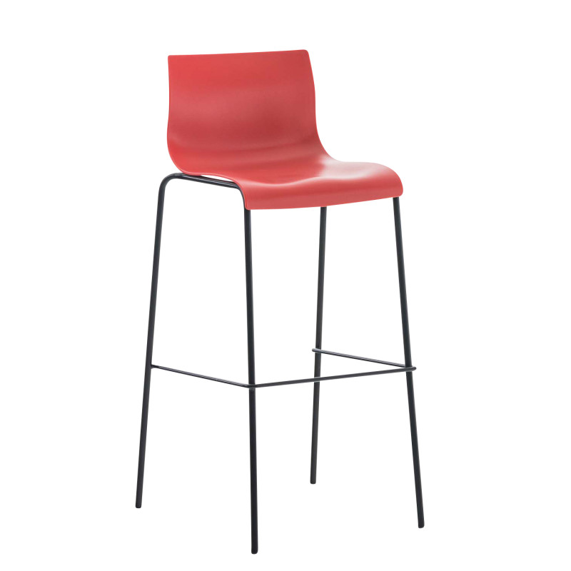 Lot de 2 tabourets de bar Hoover structure 4 pieds plastique noir rouge