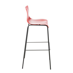 Lot de 2 tabourets de bar Hoover structure 4 pieds plastique noir rouge