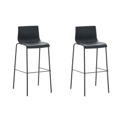 Lot de 2 tabourets de bar Hoover, en plastique, à 4 pieds, noirs noir