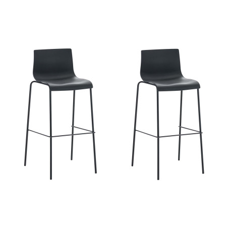 Set 2x Taburete Hover con Asiento de Plбstico & Base de Metal Negro,Negro