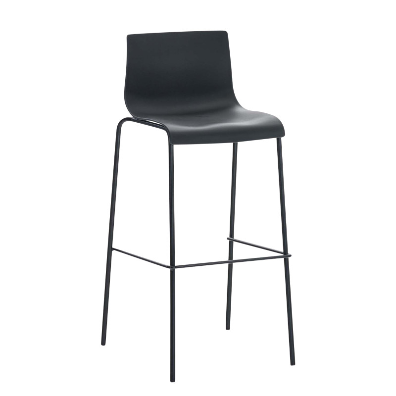 Lot de 2 tabourets de bar Hoover structure 4 pieds en plastique noir