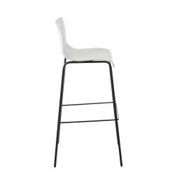 Lot de 2 tabourets de bar Hoover, en plastique, à 4 pieds, noirs blanc