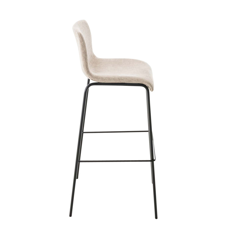 Lot de 2 tabourets de bar Hoover tissu structure 4 pieds noir crème